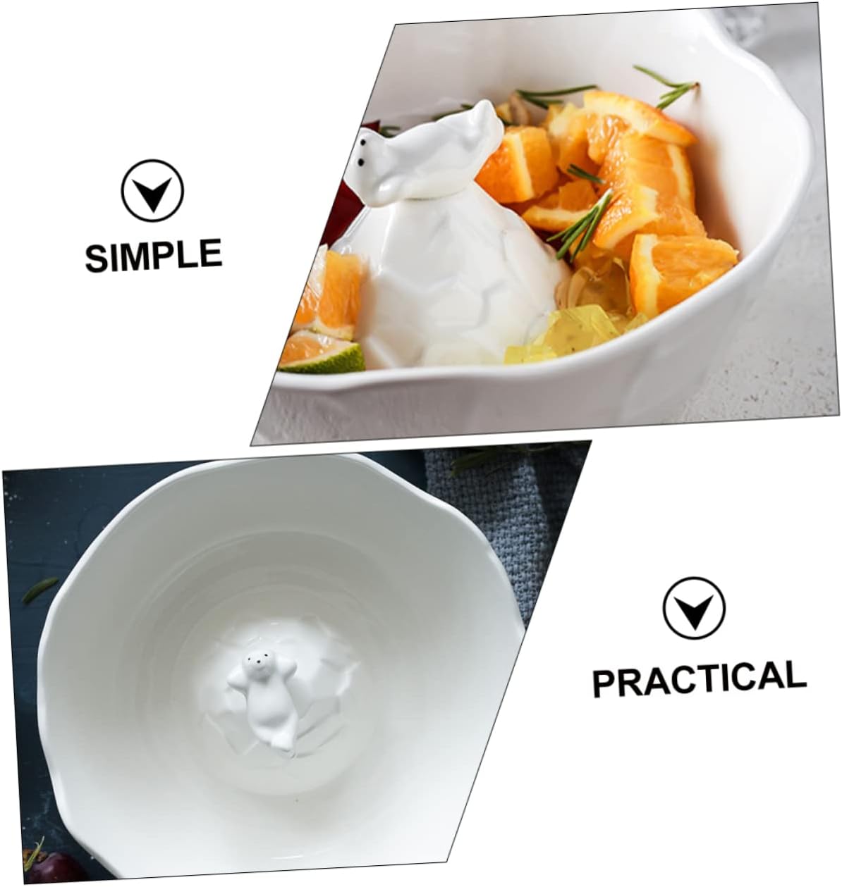 Mobestech 1Pc Polar Bear Shape Food Serving Bowl Cute Kitchen Gadget for Fruit Salad and Dessert Stylish for Home Restaurants and Catering Events