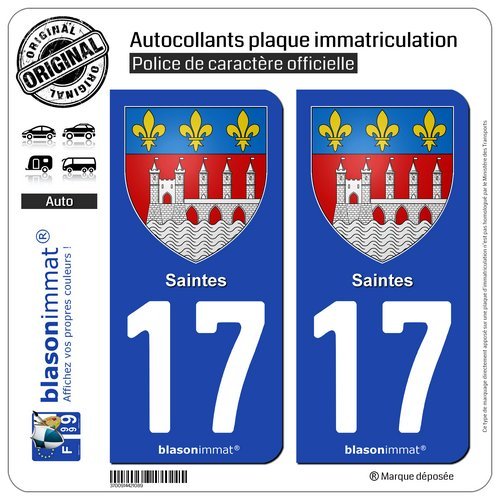Blasonimmat - 2 Autocollants Plaque Immatriculation Saint-Palais-sur-Mer - Armoiries - Vinyle Résistant - 3