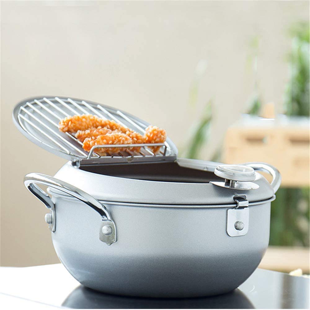 DQM Revestimiento Antiadherente Sartén con termómetro Tempura Fryer Pot, freidora, Perfecta for freír.Estufa De Gas, Placa De Inducción, Estufa Eléctrica.fácil de Limpiar