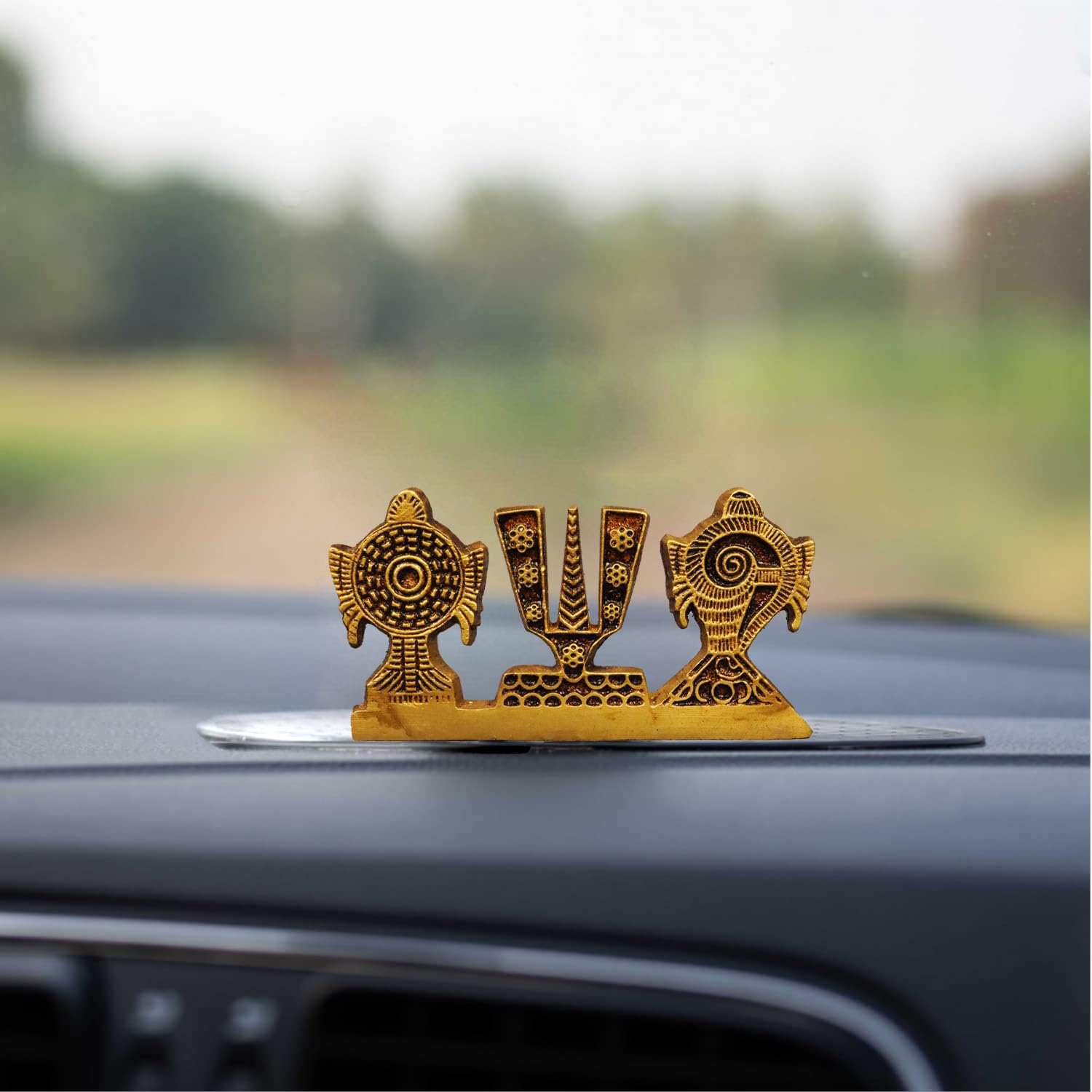 Car Dashboard Idols | Accessories | Car Dashboard Interior |Perfect for Gifting | Decorative Showpiece for Home and Office-Shanku Chakra Perumal (Antique)