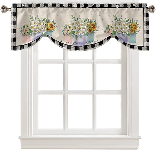 Miniatura 9 de Cortina de cenefa de amarre para cocina, sala de estar, dormitorio, baño, cafetería, bolsillo para barra, panel de cortina ajustable para ventana,