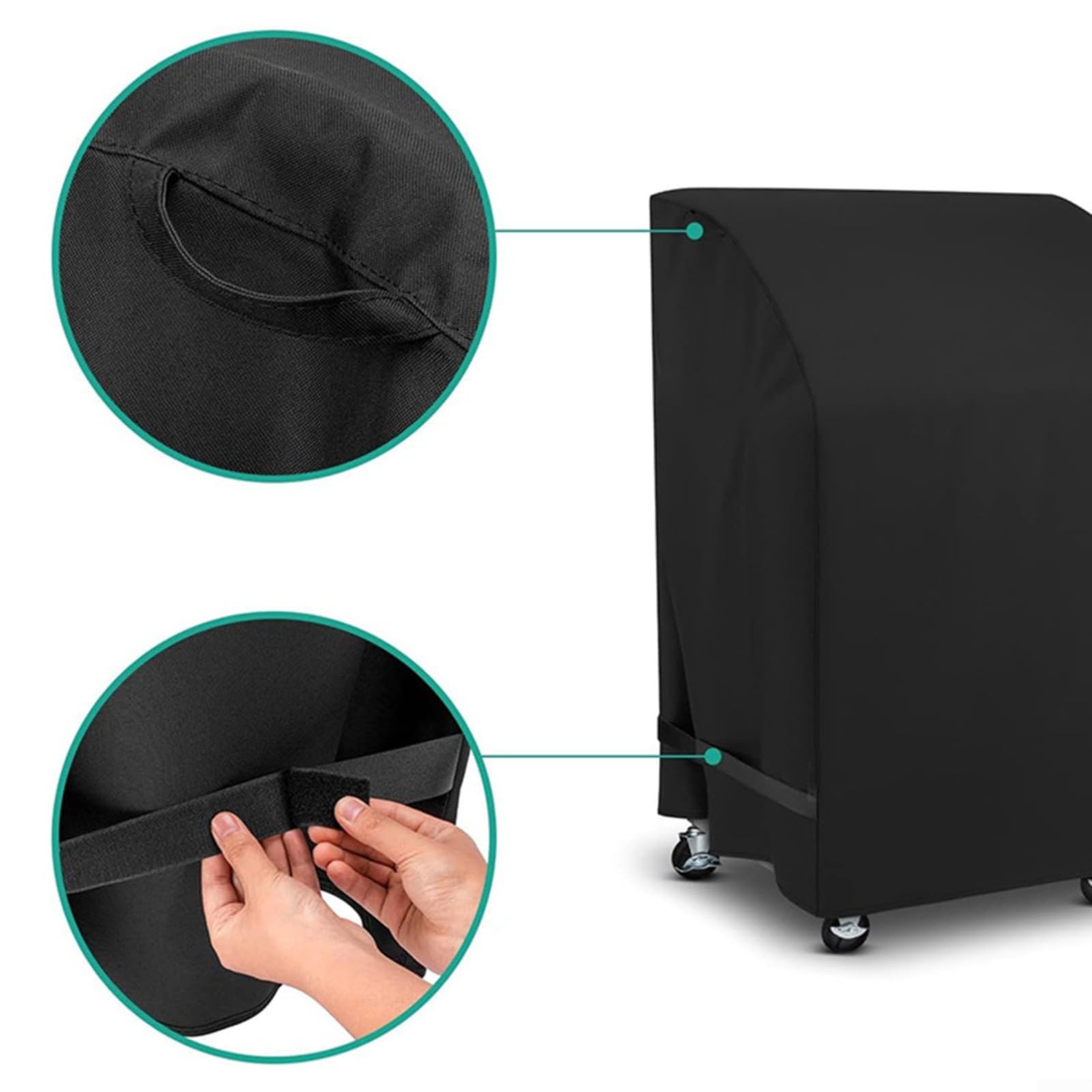 Copertura per Barbecue in Tessuto Oxford Resistente, Impermeabile, Protezione per mobili da Esterno con Cinghie Laterali, Nera