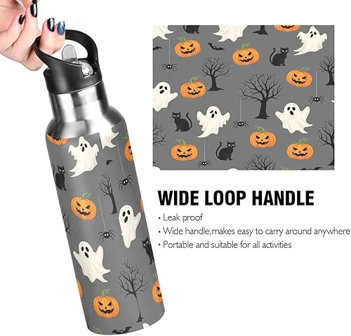 Miniatura 4 de White Ghosts Stainless Steel Water Bottle 32 Oz Leakproof Water Bottles, BPA-Free Sports Water Bottle with Straw