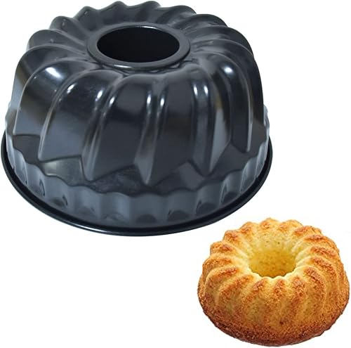 Molde para pasteles pequeño antiadherente, sartén de acero al carbono resistente, bandeja para hornear de tubo acanalado negro, utilizado para