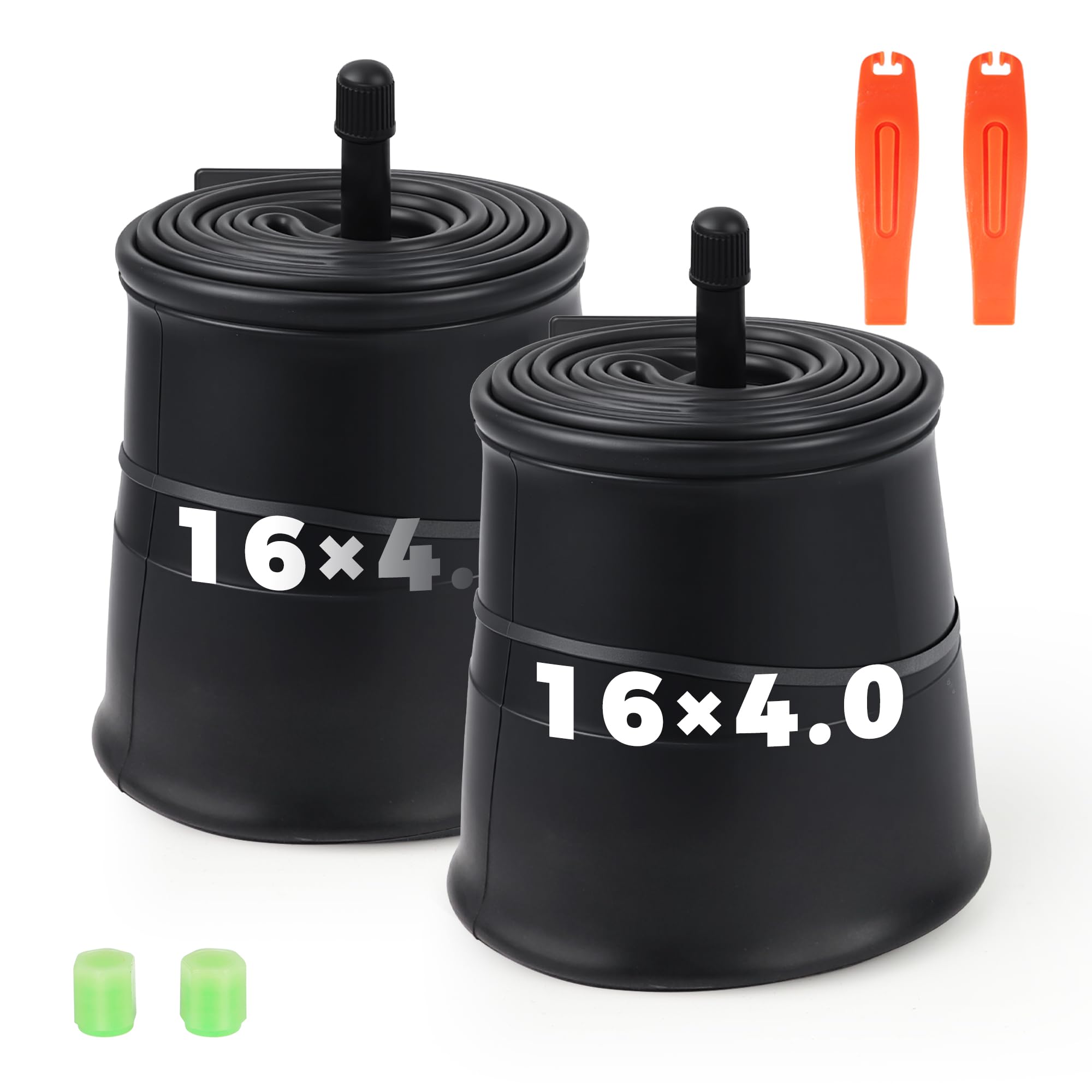 ZUKKA 16x4.0 Tire Ebike Tube Heavy Duty E-Bike Tubes 16 x 4.0 Tire with Extra 2 Fluorescent Valve Cap Schrader Valve for E - Bike Snow Bike