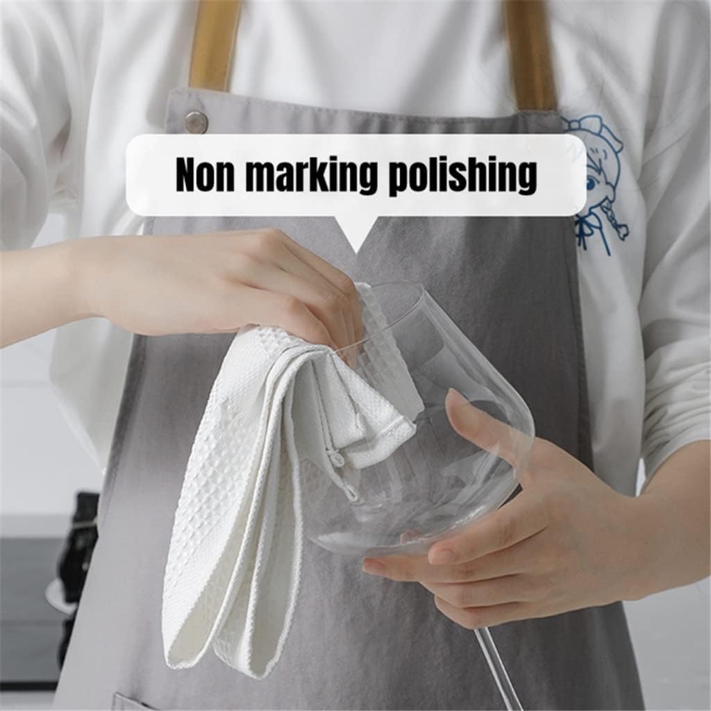 5pcs Microfiber Tableware Polishing Cloth White Special Dish Dry Towel Household Waffle Cleaning
