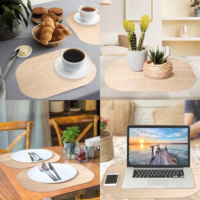 Miniatura 6 de Andie Home - Manteles individuales ovalados para mesa de cocina y comedor, juego de 6 piezas, resistentes al calor y lavables a la superficie, color