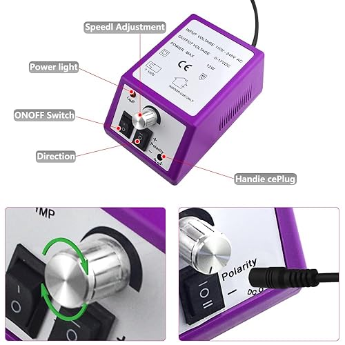 Miniatura 10 de Juego de cortaúñas eléctrico profesional para uñas y cortaúñas para uñas de gel acrílico, juego de manicura con 206 bandas de lijado, funciona para