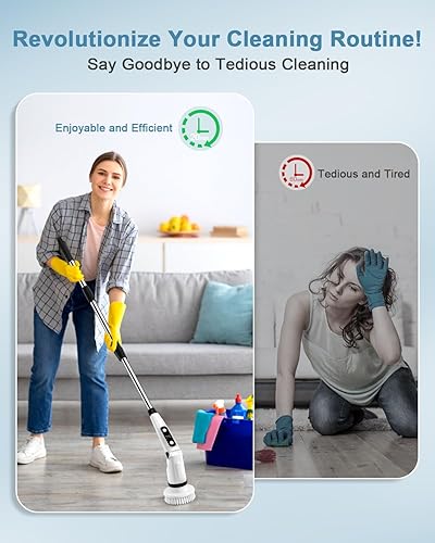 Miniatura 2 de IEZFIX Depurador eléctrico giratorio, limpiador eléctrico de ducha para limpiar bañeraazulejossuelofregaderoventana, limpiador eléctrico X03 Turbo