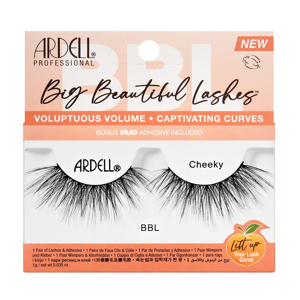 Ardell Big Beautiful Lashes Cheeky False Eyelashes, Duo Adhesive Included, Medium Volume, 21 mm Length, Vegan Friendly, 1 Pair (Pack of 1)