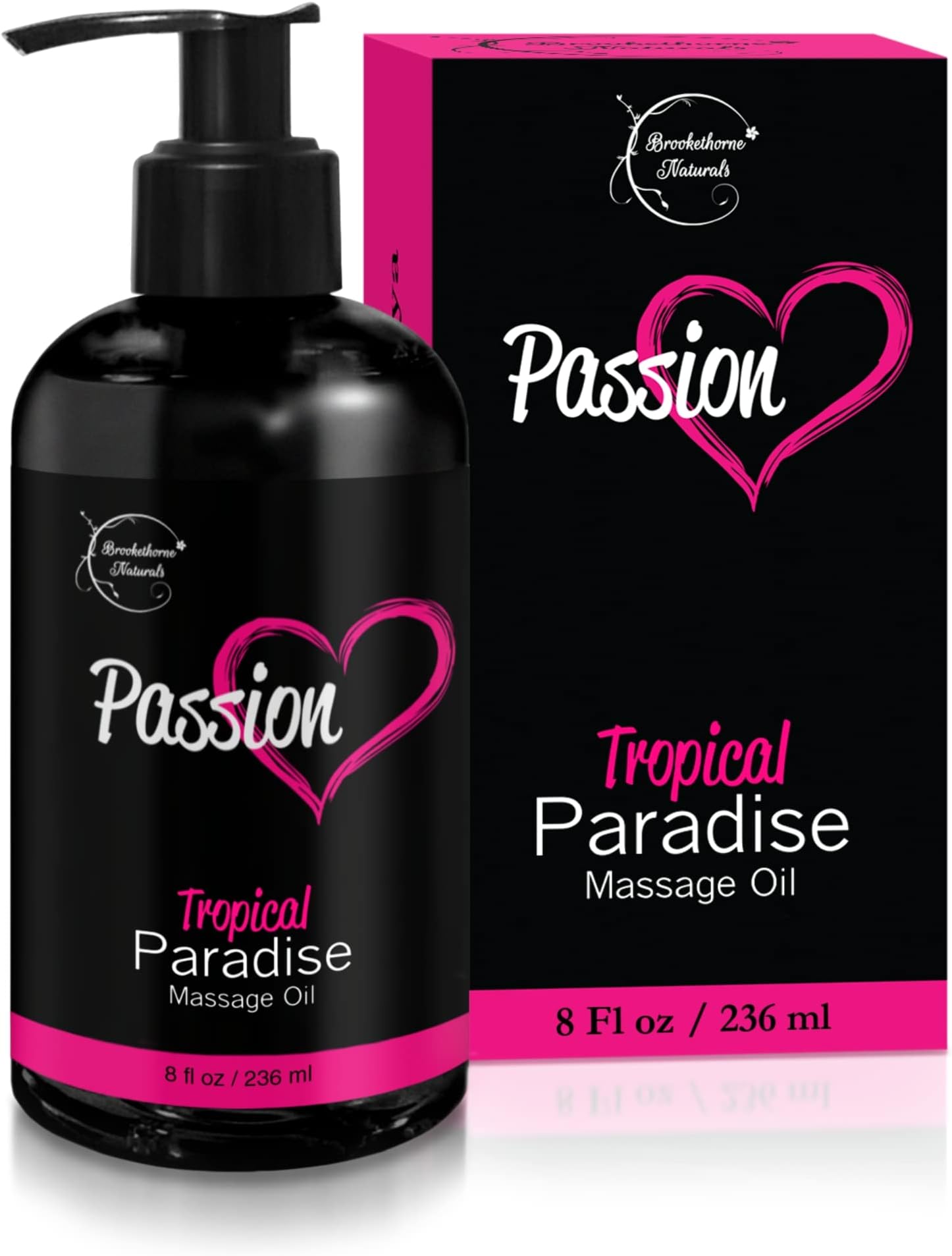Passion Sensual Massage Oil for Intimate Moments & Enhanced Stimulation. All Natural, Tropical Paradise Scent with Almond & Jojoba Oil. Ideal for Full Body & Muscle Massage – for Women & Men - 8 oz