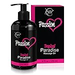 Passion Sensual Massage Oil for Date Night | 100% Natural Body Oil for Couples with Jojoba & Almond | Aromatherapy & Relaxing Massage Therapy | Perfect Glide & Smooth Skin | Tropical Paradise Scent