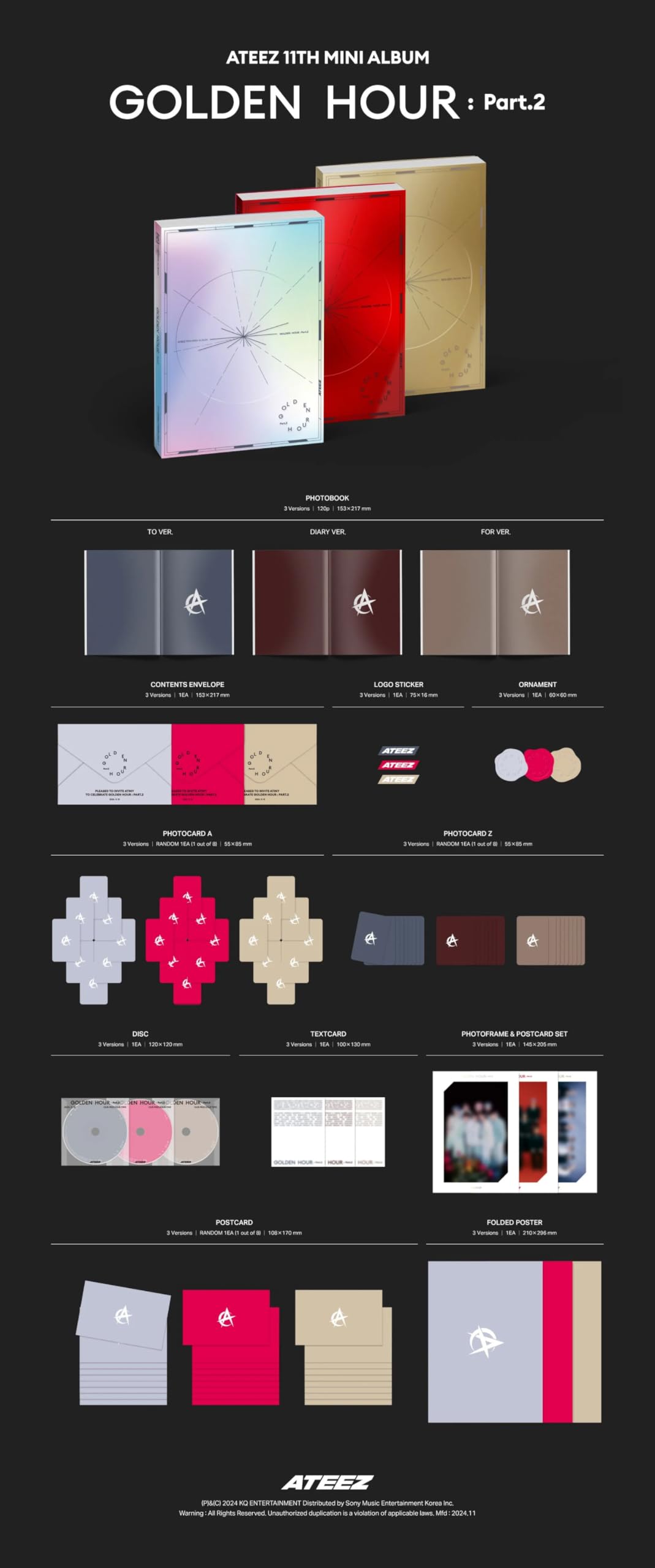 ★非売品◆サインCD◆ATEEZ◆GOLDEN HOUR : Part.2 Ateez Golden Hour : Part.2 11th Mini Album PHOTOBOOK [TO Ver