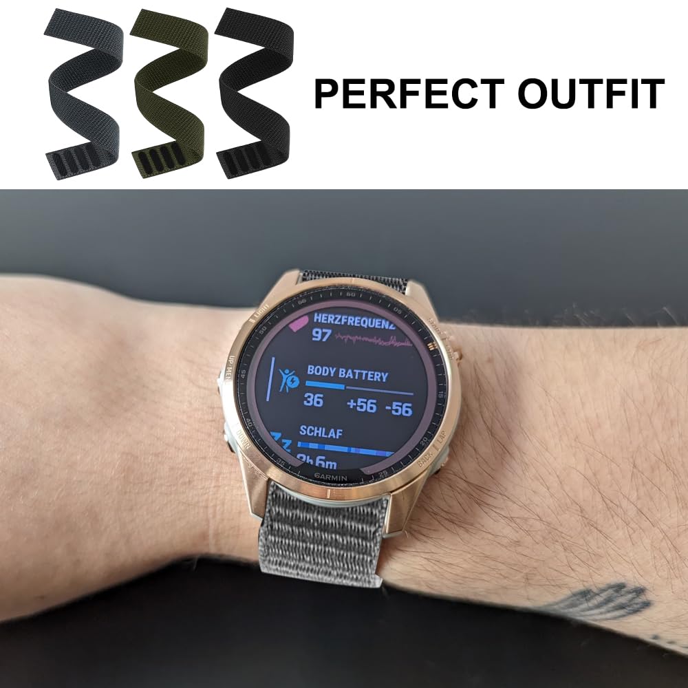 3 sztuki 22mm pętlowy nylonowy pasek do zegarka dla Fenix 6/Fenix 5/Fenix 7/EPIX 2, ultralekki szybkoschnący pętlowy pasek do zegarka nadający się do prania, wytrzymały pasek zapasowy dla mężczyzn do