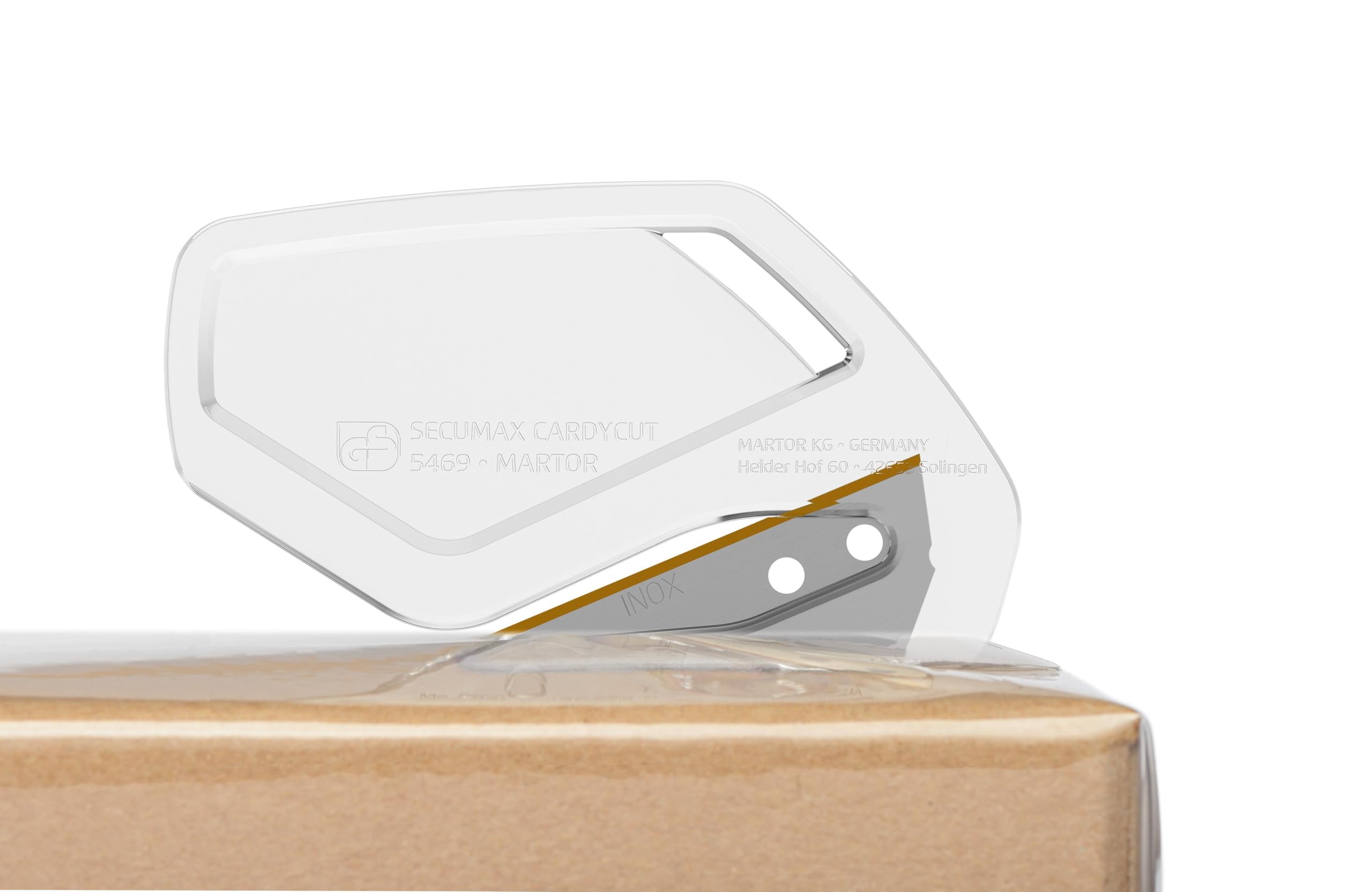 MARTOR 100x SECUMAX CARDYCUT, TiN, Sicherheitsmesser, verdeckte Klinge | Brieföffner, Folienmesser, rostfrei, Folie, Klebeband, Produktion & Logistik, weiß, transparent, No. 546912.16