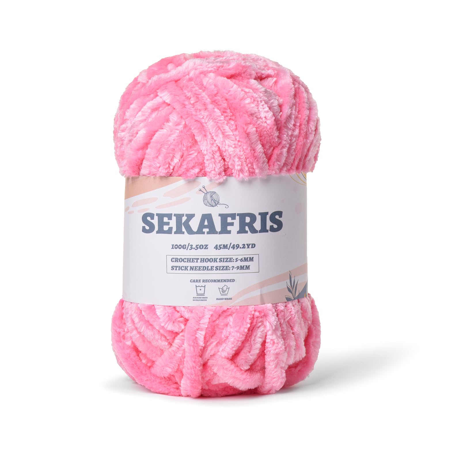 Chenille Velvet Soft Yarn Pink 1 Pack