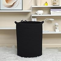 Vista 5 de Canasta de lavandería tejida de 58L, canasta alta de lavandería de algodón para mantas, ropa, almohadas, juguetes, zapatos, gran cesta de lavandería