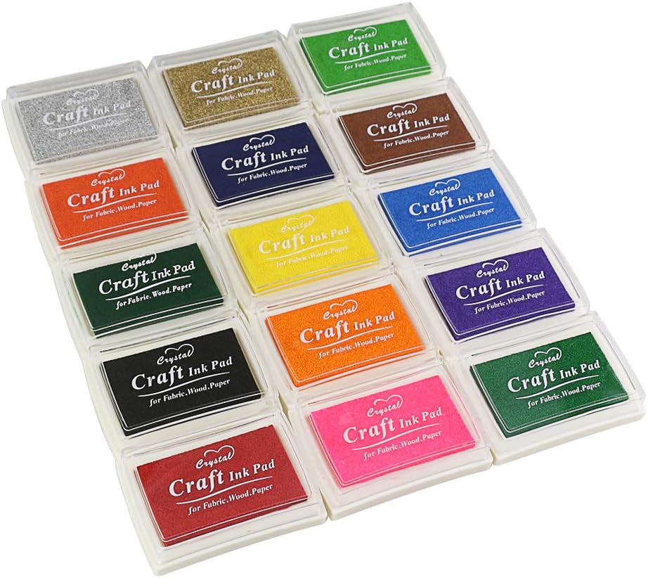 Ink Pads 15 Colors, Fingerprint Stamp Ink pad NonToxic for Rubber Art