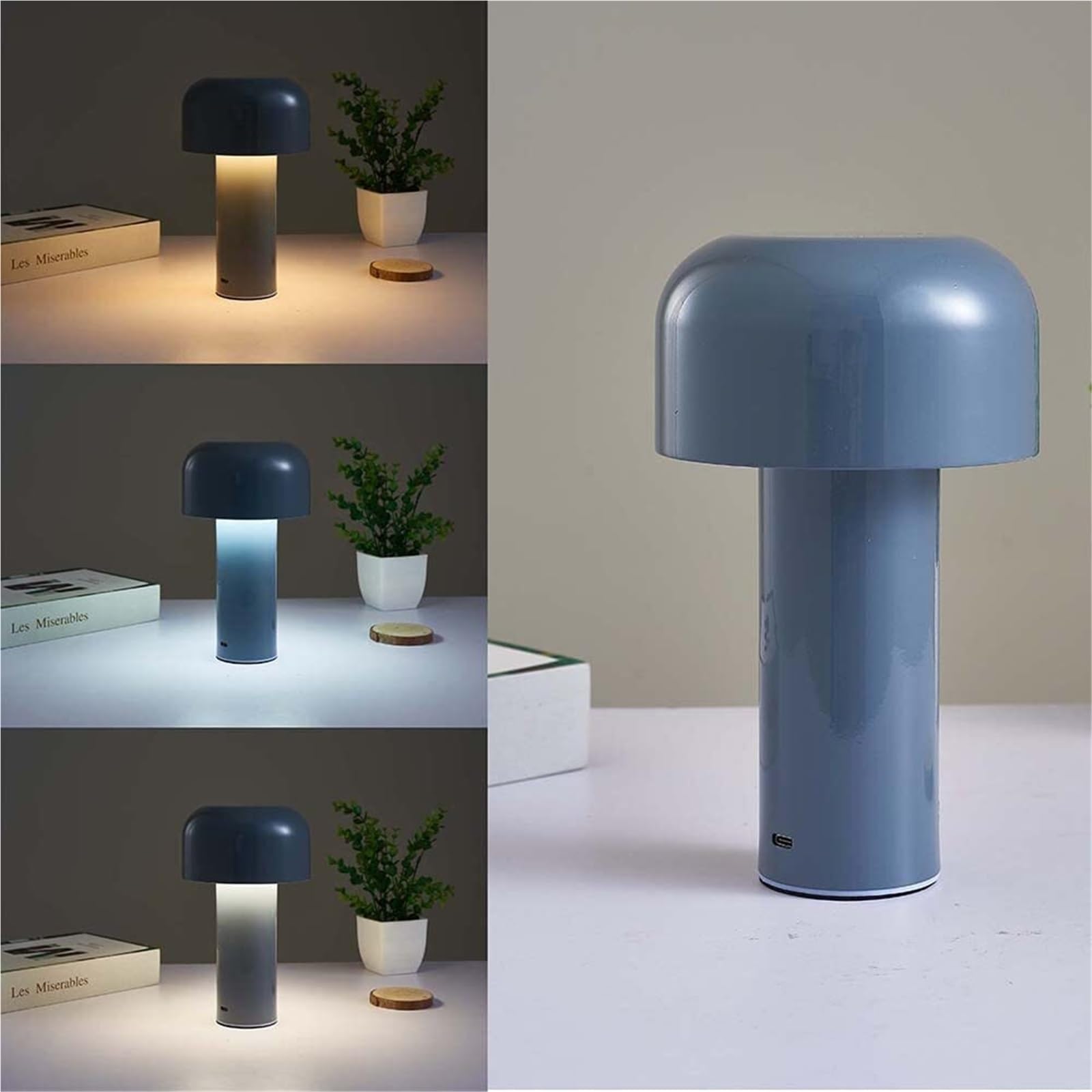 KHUKHU Mushroom Desk Lamp Portable Cordless Night Light USB Rechargeable
