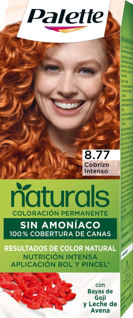 Schwarzkopf Palette Naturals - Tinte 8.77 Cobrizo Intenso - Coloración Permanente Sin Amoníaco- Resultados de Color Natural (Pack de 5)