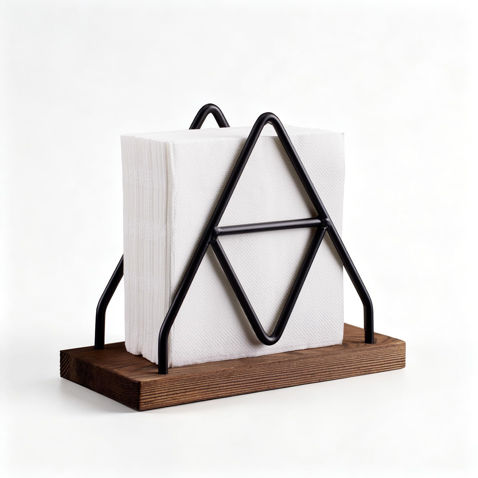 Serviettenhalter aus Holz mit Eisendraht, dekorativer Tischservietten-Organizer für Zuhause, Küche, Esszimmer, Büro, Café, Party und mehr
