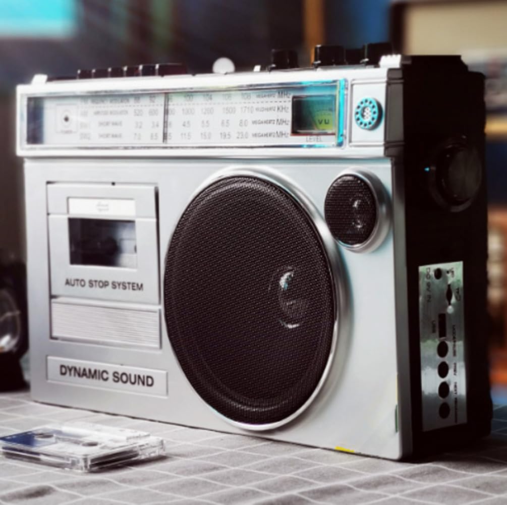 Lettore CD Boombox retrò, lettore di cassette Bluetooth, stile classico anni '80 con ingresso SD/USB, perfetto per riunioni di famiglia e regali