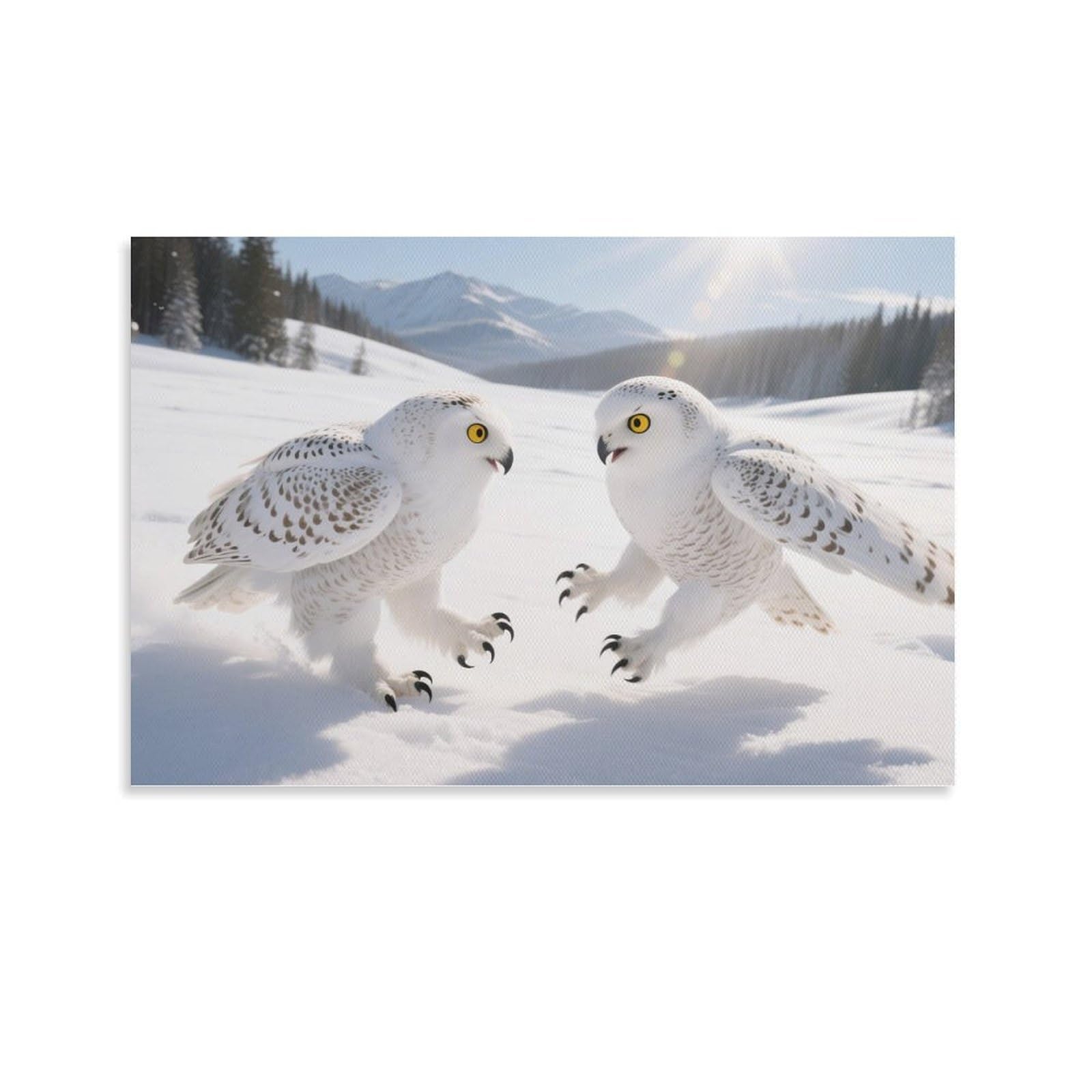 YYVKPMLXC Snowy Owl Print Giclee Artwork Pictures Snowfield Ecosystem Scene Canvas Wall Art Ready To Hang for Home Office Decorations 20x30inch(50x75cm)