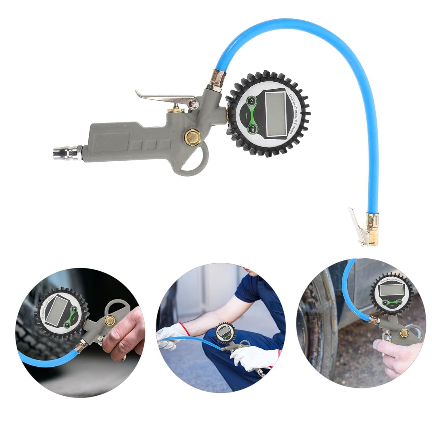 Unomor Tire Pressure Gauge with Large Handle Accurate Electronic Measurement for Car and Truck Tires Multifunctional Display for Enhanced Safety and Versatile Use