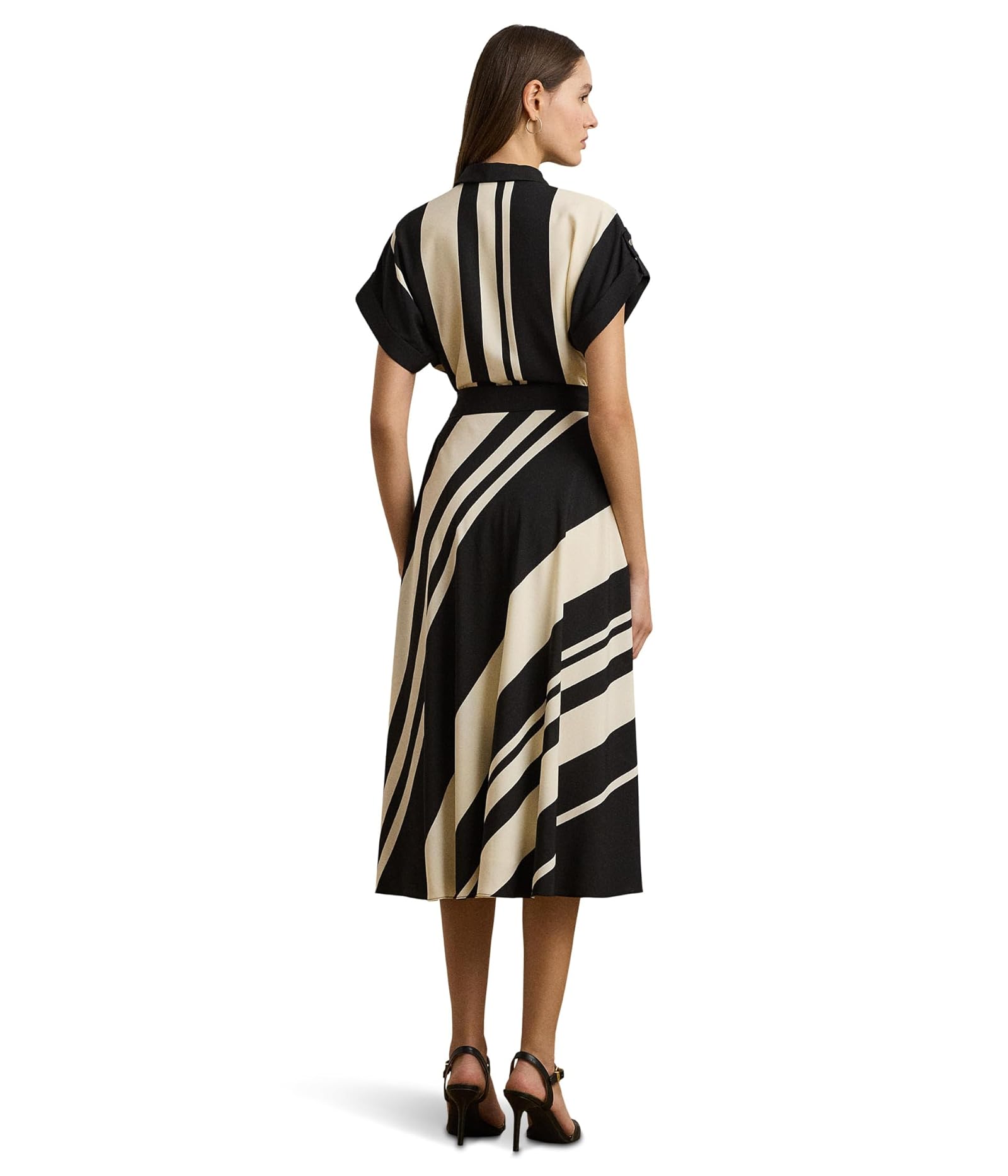 Woman's Dresses Lauren Ralph Lauren Striped Belted Crepe Dress - Picture 3 of 4