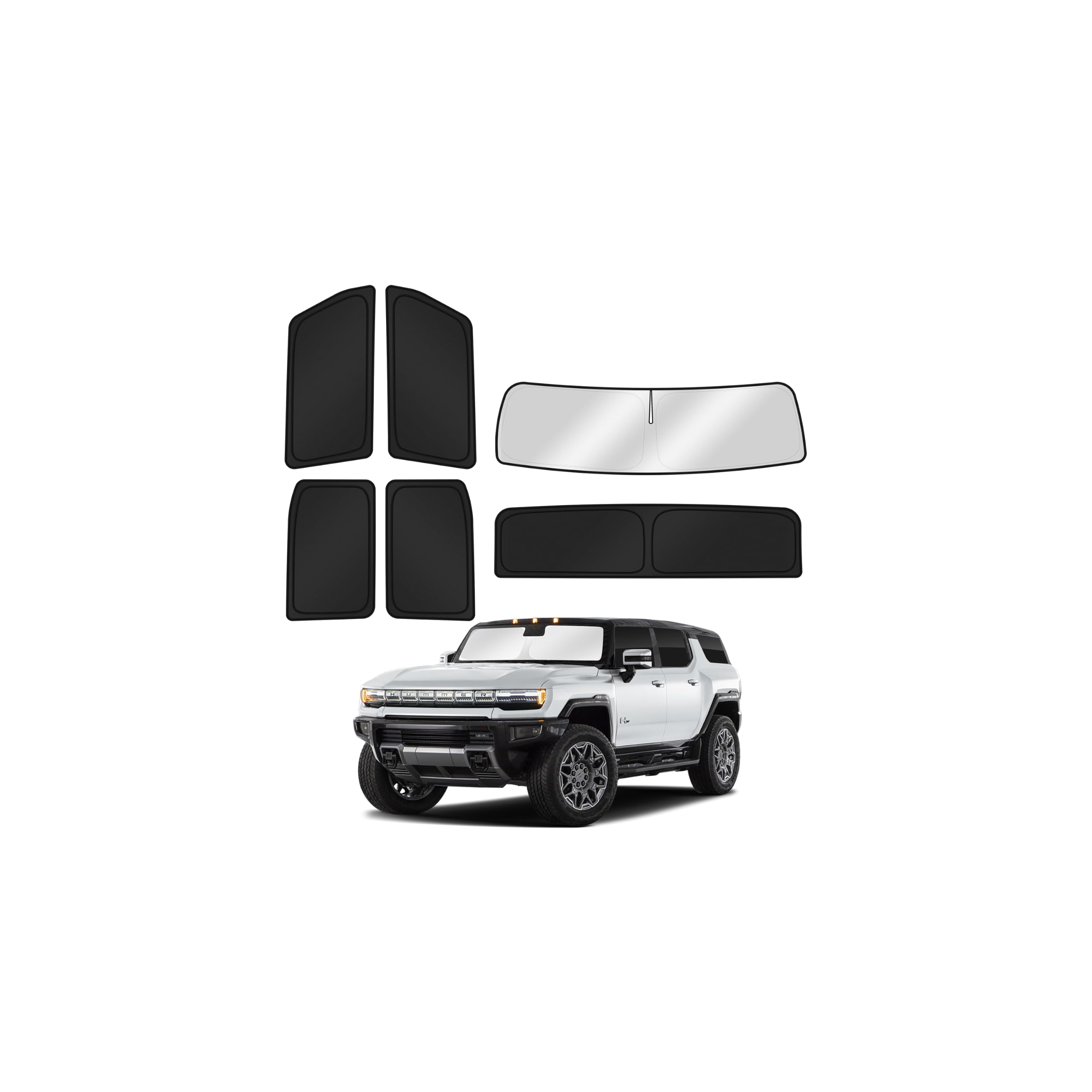 Canvcle Window Shades for 2022-2026 GMC Hummer EV Pickup Accessories Windshield Sun Shade Side Rear Window Covers Sunshade Sun Shield Privacy Protection for Camping Keep Car Cool Black 6PCS(Not SUV)