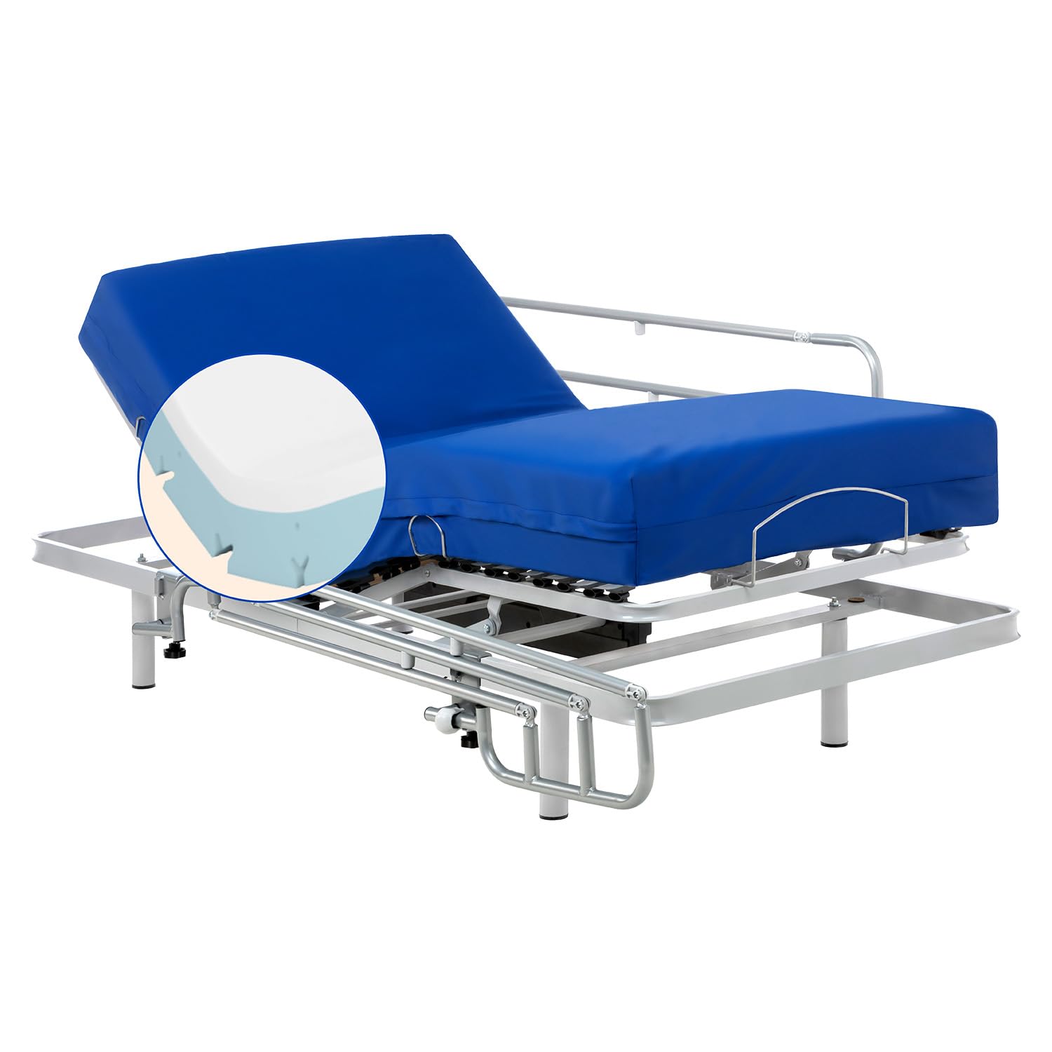 Geriafy – Lit Électrique 80x200 cm avec Matelas Mémoire de Forme V6 | 20 cm de Confort Renforcé | Housse Imperméable | avec Barres de Lit Rabattables | Télécommande sans Fil