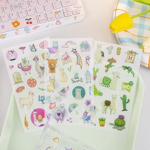 Miniatura 3 de Lindas calcomanías de alpaca washi, cactus, suculentas, flores, encantadoras calcomanías de animales para diario, álbum de recortes, planificador de