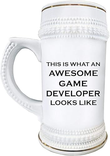 Cute Gifts Idea for Awesome Game Developer Designer Beer Stein Mug 22oz Ceramic Novelty Drinkware - Video Gaming Design Dev Team Development Funny