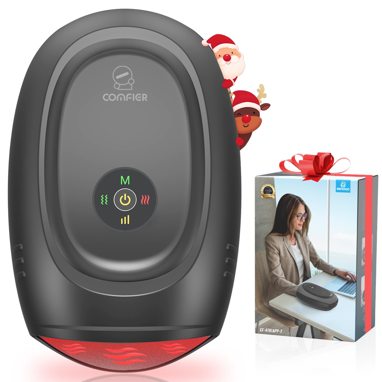 COMFIER Hand Massager with Heat and Compression, Cordless Hand Massager for Arthritis and Carpal Tunnel, Wrist, Finger Massage, Gifts for Mom, Dads, Women and Men (Black)