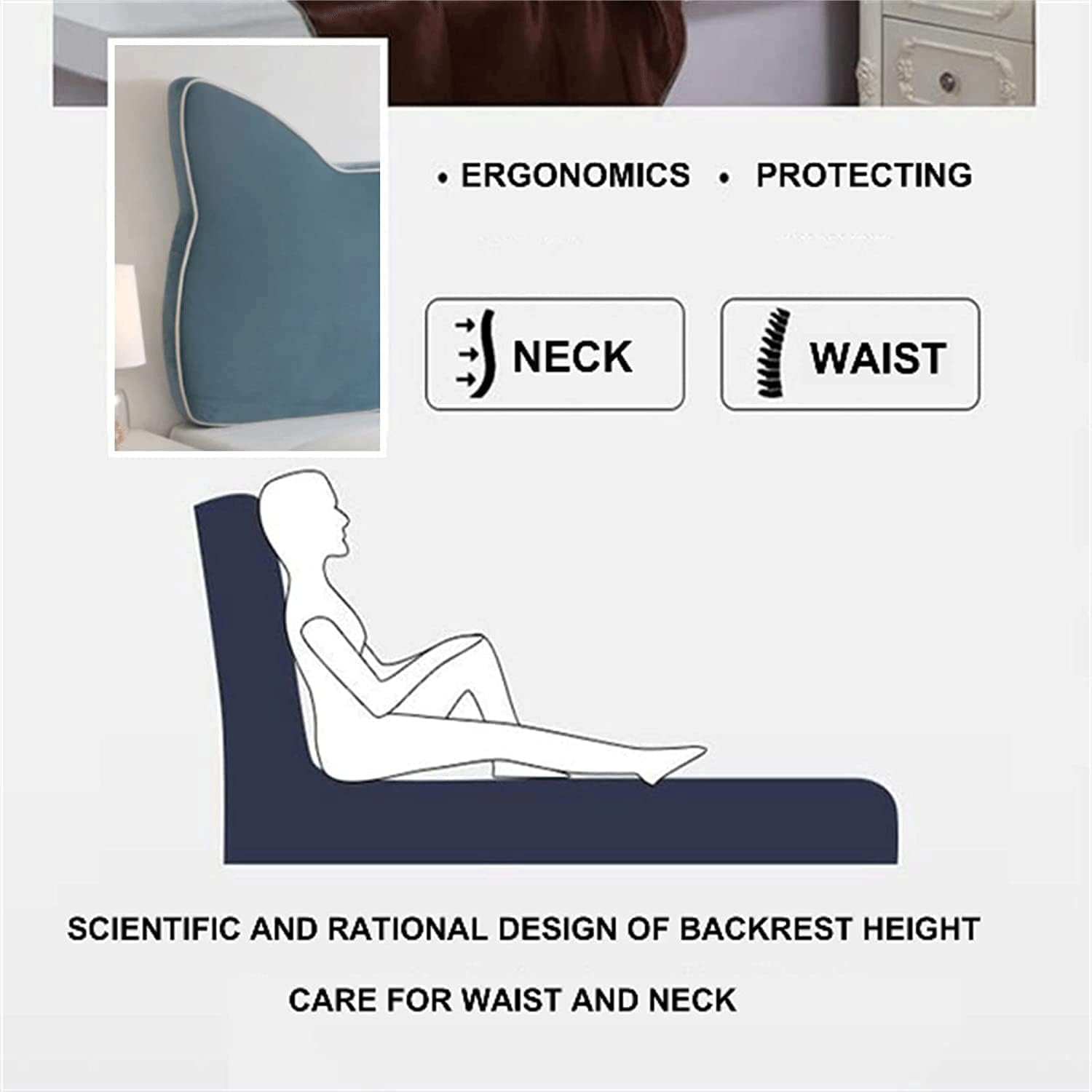 Lumbar Support Backrest Pillow for Bed, Headboard Cushion for Relaxation and Comfort, Soft Back Support Pillow for Ultimate Rest and Ergonomic Design