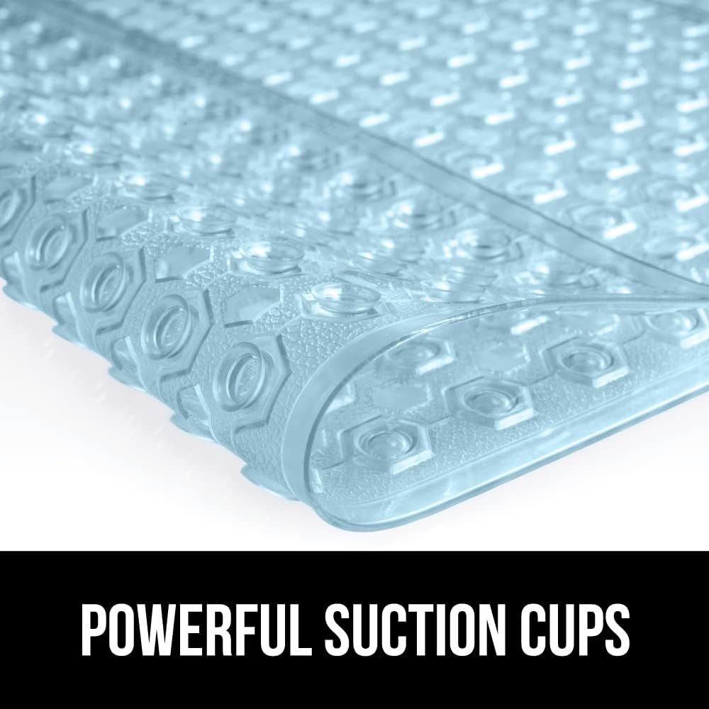 Blue Translucent Non-Slip Bathtub Mat with Suction Cups