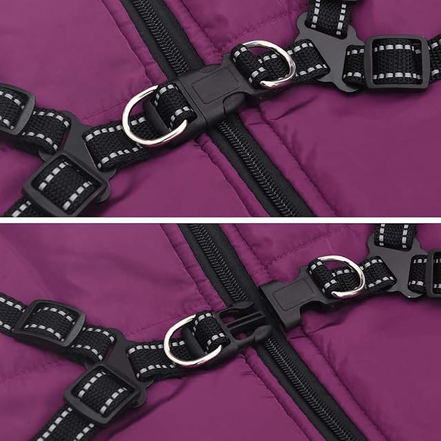 Foto 5 de 8 de vidaXL Abrigo para Perro con arnés Impermeable Reflectante L Morado
