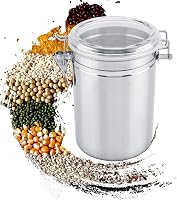 VICMAT Légmentes Rozsdamentes Acél Kávétároló Doboz Kávébab Tea Cukor Tárolására 1L Kapacitás 10x10x17cm 5