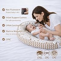 Vista 3 de Aila + Aiden Tumbona para bebé Tumbona infantil de algodón orgánico Tumbona reversible, ajustable y portátil para el suelo Uso supervisado