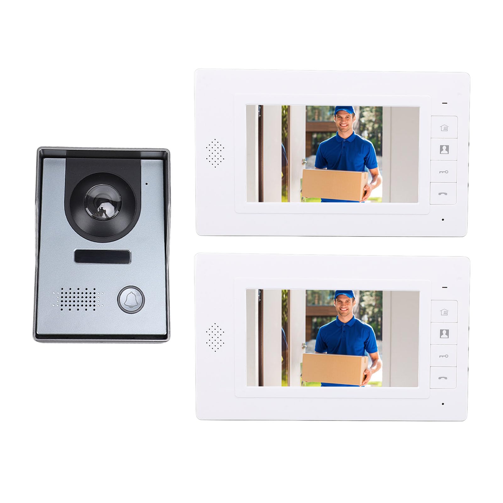 Videocitofono con Campanello, Telecamera Videocitofono con Schermo a Colori da 7 Pollici, Videocitofono Cablato con Telecamera Grandangolare per Appartamenti Home Office (EU)