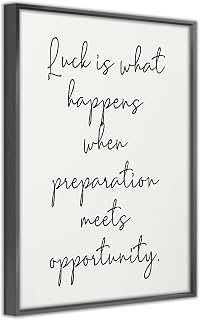 OLLiNs Luck is what happens when preparation meets opportunity - Motivational Wall Decor Literary Wall Art living room,bedroom,office deco with modern art (16×24in,Aluminum Frame Black)