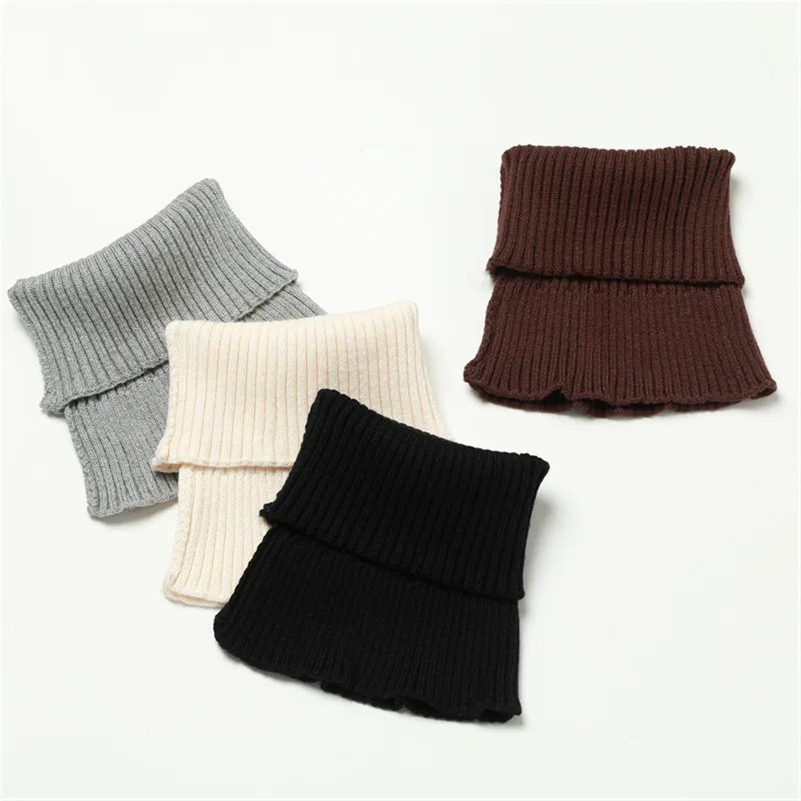 Bufanda de punto cálido para mujer, cuello alto, cuello falso, desmontable, bufanda cálida para invierno, resistente al viento, bufanda con volantes