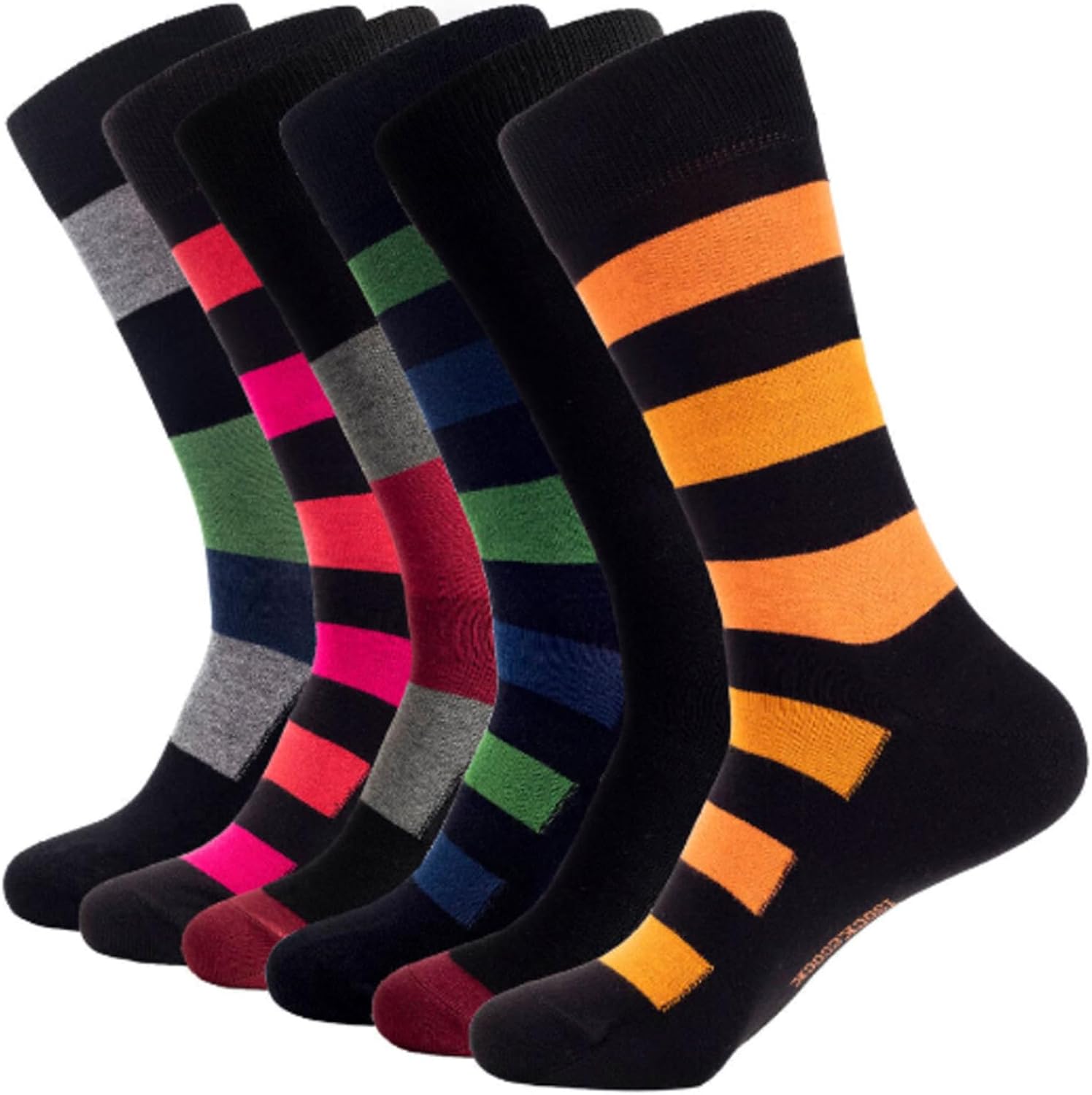 1SOCK2SOCK - Men's 6 Pack Bamboo Blend Thin Crew Socks - Super Soft, Breathable, and Colorful Dress Socks