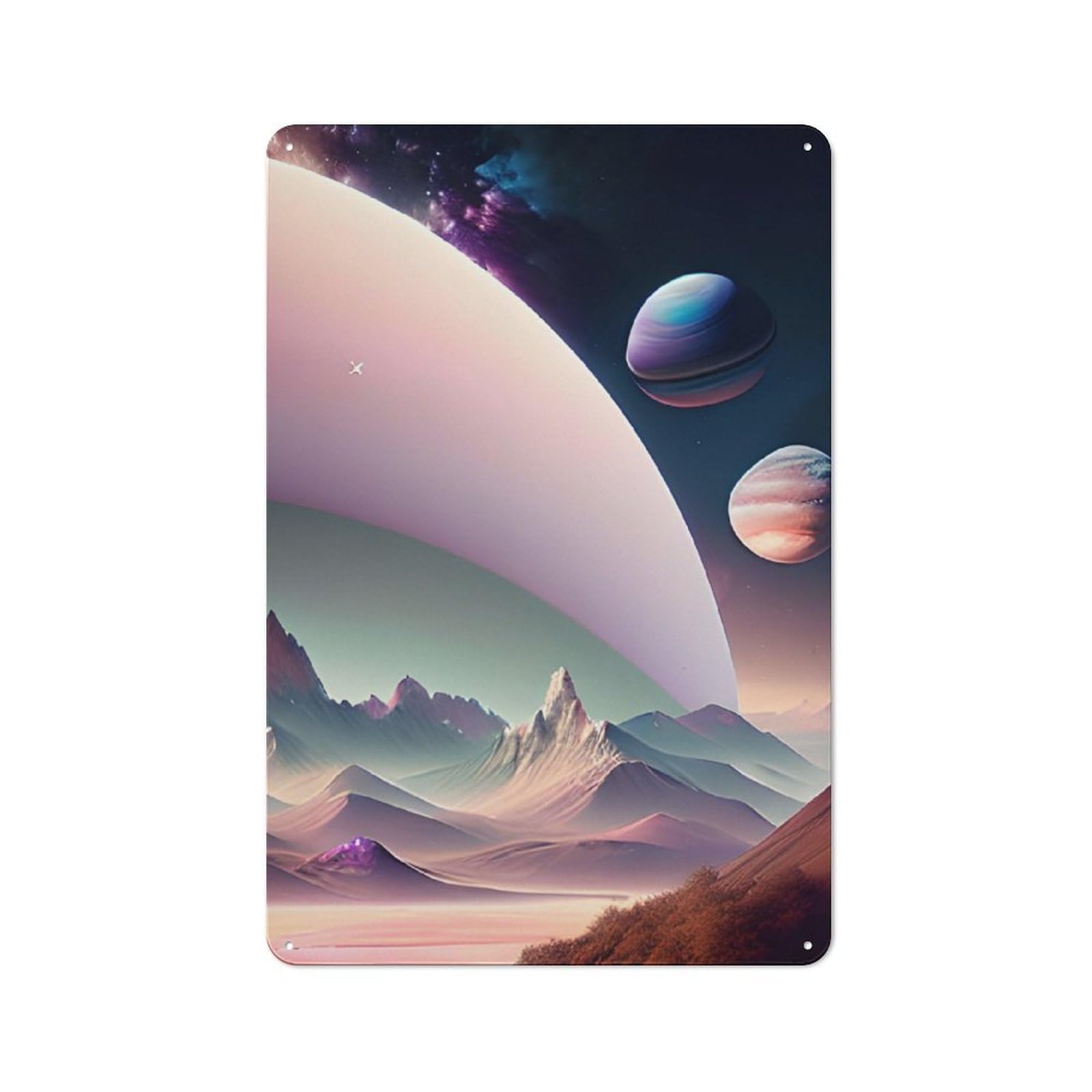 Junmoney Fantasy Planet Orbiting For Lounge Or Reading Corner, Vintage Metal Sign 30X20cm, For Cooler-Season Styling In Lounge And Reading Corner