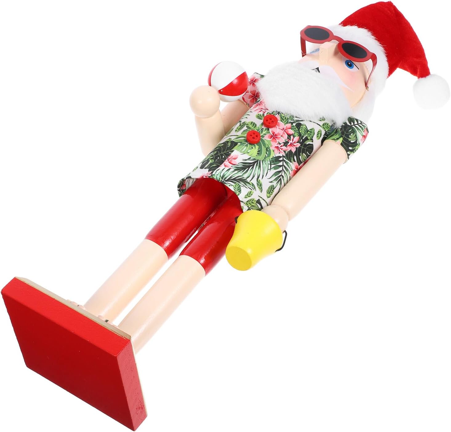 Gatuida Christmas Wooden Nutcracker Figurine Small Hawaiian Beach Nutcracker Soldier Decor Holiday Seasonal Home Decoration