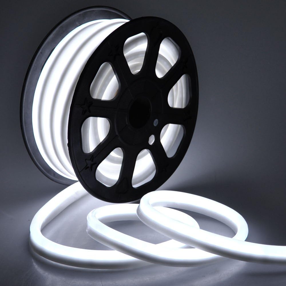Jamden 50' Feet Cool White LED Neon Rope Light Restaurant Cafe Outdoor Decorative Flex Tube