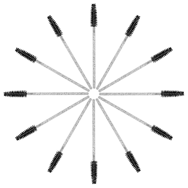 Escovas para cílios e sobrancelhas Seedew com cabo cristal preto, 10 cm, pacote com 50