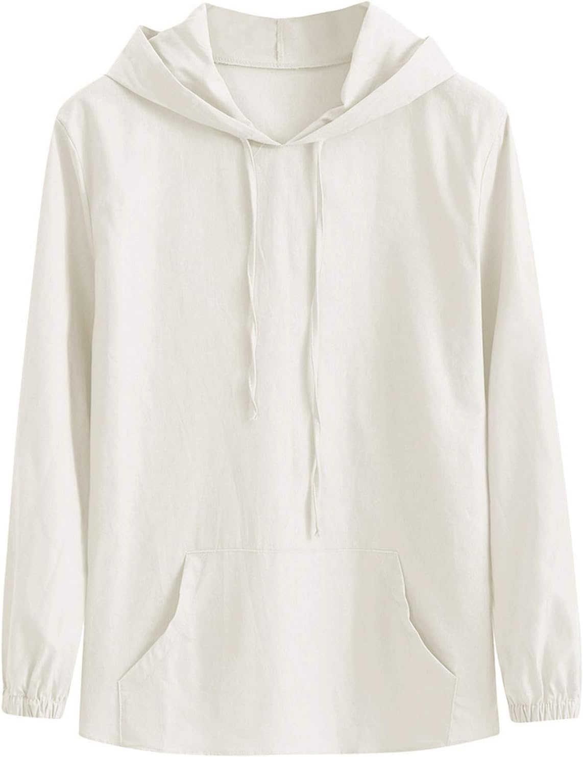 Ymosrh Big and Tall Hoodies for Men Baggy Cotton Linen Hooded Pocket Solid Long Sleeve Retro T Shirts Tops Hoodie