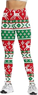 Leggings de compresión para mujer, con estampado de renos, 3D, control de abdomen, pantalones ajustados, para vacaciones, festivales, ropa exterior, mallas y leggings