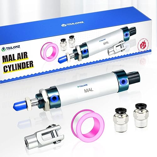 Miniatura 19 de TAILONZ PNEUMATIC Cilindro de aire de carrera de 1.260 in de diámetro de 1.969 in de doble acción con conector en Y y 2 piezas de ajuste de 0.315 in